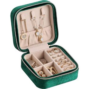 Yiluana Mini Travel Jewelry Box Portable Jewelry Case for Earring, Ring, Necklace,Bracelet Small Jewlery Organizer with Zipper and Mirror