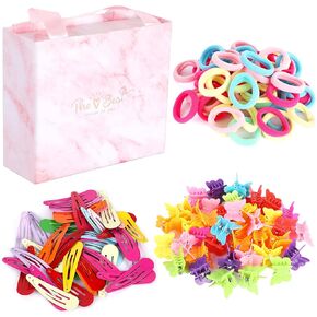 130PCS Hair Clips Set for Girls Butterfly Hair Clips Snap Hair Clips Baby Hair Ties with Cute Box Ideal for Girls and Kids in Saudi Arabia