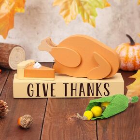 Thanksgiving Tiered Tray Decor Set Fall Decorations for Home Turkey Decor Autumn Farmhouse Harvest Season Give Thanks Pumpkin Pie Corn Wood Sign Rustic Craft Tabletop Shelf Mantel Supplies 4PCS in Kuwait
