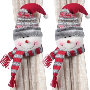 2Pack Christmas Curtain Buckles Christmas Theme Tieback Snowman Elk Santa Holdbacks Curtain Hook Fastener Buckle Clamp Wine Bottle Topper Home Decor Window Accessories for Holiday Home Hotel