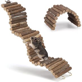 Filhome 2pcs Hamster Bridges, Rat Bendy Long Suspension Bridges and Guinea Pig Bendable Tunnel, Bendable Hamster Ladder Gerbil Wooden Ramp Chinchilla Chews Toys for Small Animals Cage Accessories in Saudi Arabia