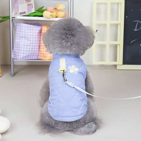 Izefia Dog Coat Cold Weather Coat Windproof Jacket Fleece Warm Dog Sweater Winter Thick Clothes Thick Vest Flower Tank Top Dog Coat for Small Dog Medium Cat Blue XL in Saudi Arabia