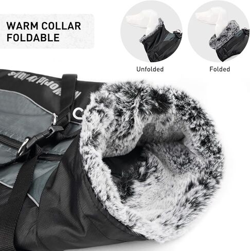 سترة للكلاب مع حزام وطوق من الفرو - معطف شتوي للكلاب، سترة دافئة للغاية مضادة للماء ومضادة للرياح للتنزه سيرًا على الأقدام والتخييم مع معاطف عاكسة للطقس البارد للكلاب الكبيرة إلى المتوسطة in Kuwait