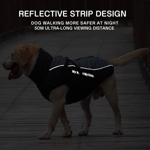 سترة للكلاب مع حزام وطوق من الفرو - معطف شتوي للكلاب، سترة دافئة للغاية مضادة للماء ومضادة للرياح للتنزه سيرًا على الأقدام والتخييم مع معاطف عاكسة للطقس البارد للكلاب الكبيرة إلى المتوسطة in Kuwait