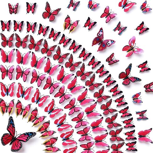 Amaonm 60 Pcs 3D Butterfly Wall Decals Removable DIY Butterfly Art Stickers Multi‑Size Butterflies Decor for Kids Bedroom Nursery TV Background Living Room Home Wall Decoration (Blue) in Saudi Arabia