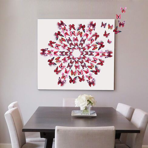 Amaonm 60 Pcs 3D Butterfly Wall Decals Removable DIY Butterfly Art Stickers Multi‑Size Butterflies Decor for Kids Bedroom Nursery TV Background Living Room Home Wall Decoration (Blue) in Saudi Arabia