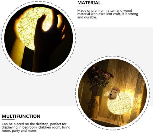 بيسبورتابل مصباح ليلي ليلي على شكل خروف يعمل بالبطارية من نوفيليتي، مصباح ديكور على شكل خروف للديكور الداخلي، مصباح ليلي من الباكا للمنزل باضاءة ليد ليلية محمولة لسرير الاطفال الصغار in Kuwait