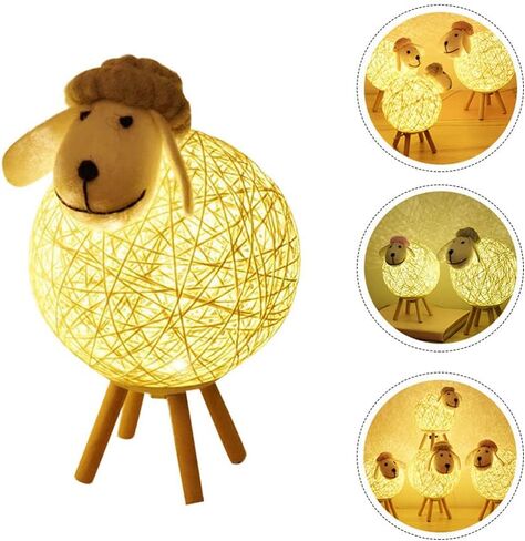 بيسبورتابل مصباح ليلي ليلي على شكل خروف يعمل بالبطارية من نوفيليتي، مصباح ديكور على شكل خروف للديكور الداخلي، مصباح ليلي من الباكا للمنزل باضاءة ليد ليلية محمولة لسرير الاطفال الصغار in Kuwait