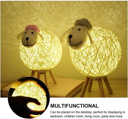 بيسبورتابل مصباح ليلي ليلي على شكل خروف يعمل بالبطارية من نوفيليتي، مصباح ديكور على شكل خروف للديكور الداخلي، مصباح ليلي من الباكا للمنزل باضاءة ليد ليلية محمولة لسرير الاطفال الصغار in Kuwait