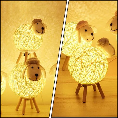 بيسبورتابل مصباح ليلي ليلي على شكل خروف يعمل بالبطارية من نوفيليتي، مصباح ديكور على شكل خروف للديكور الداخلي، مصباح ليلي من الباكا للمنزل باضاءة ليد ليلية محمولة لسرير الاطفال الصغار in Kuwait