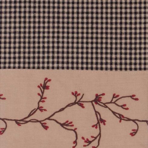 Primitive Home Decors Berry Vine Gingham Check Barn Red and Nutmeg 72" x 15.5" Lined Cotton Valance in Saudi Arabia