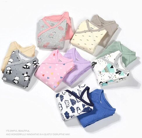 Teach Leanbh Baby Boys Girls 2 Pack بيجامات قطنية بأكمام طويلة مطبوعة بألوان سادة جانبية رومبير نائم in Kuwait