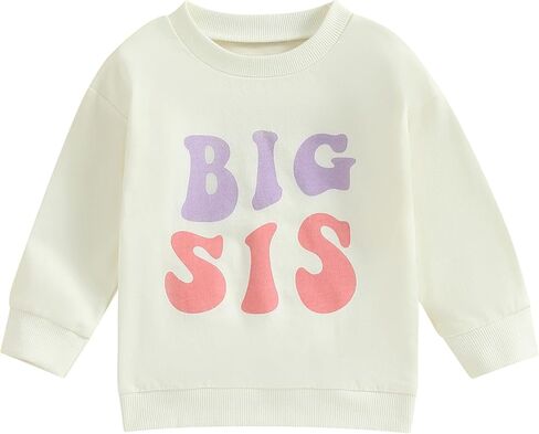 CHAUKAREAUL Little Sister Newborn Romper Big Sister Sweatshirt Long Sleeve Crewneck Letter Embroidery Tops Winter Clothes in Saudi Arabia