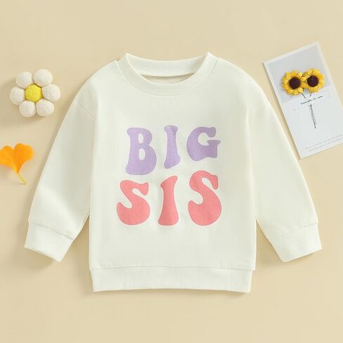 CHAUKAREAUL Little Sister Newborn Romper Big Sister Sweatshirt Long Sleeve Crewneck Letter Embroidery Tops Winter Clothes in Saudi Arabia