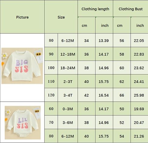 CHAUKAREAUL Little Sister Newborn Romper Big Sister Sweatshirt Long Sleeve Crewneck Letter Embroidery Tops Winter Clothes in Saudi Arabia