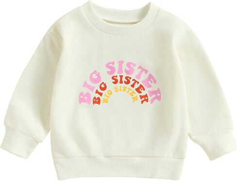 CHAUKAREAUL Little Sister Newborn Romper Big Sister Sweatshirt Long Sleeve Crewneck Letter Embroidery Tops Winter Clothes in Saudi Arabia