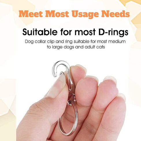 مشبك علامة الكلب 6 قطع من مشابك حلقة المفاتيح مع 18 قطعة من حلقة الفولاذ المقاوم للصدأ، حامل بطاقة هوية الكلب المتين سهل التغيير مشبك علامة الحيوانات الأليفة مناسب لأطواق القطط والكلاب والأحزمة في حدود 1.3 × 0.6 بوصة in Kuwait