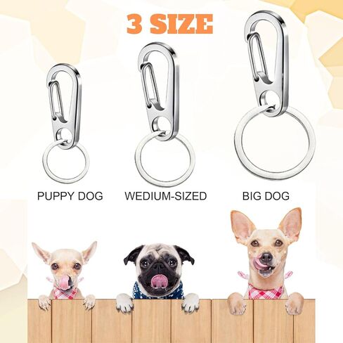 مشبك علامة الكلب 6 قطع من مشابك حلقة المفاتيح مع 18 قطعة من حلقة الفولاذ المقاوم للصدأ، حامل بطاقة هوية الكلب المتين سهل التغيير مشبك علامة الحيوانات الأليفة مناسب لأطواق القطط والكلاب والأحزمة في حدود 1.3 × 0.6 بوصة in Kuwait