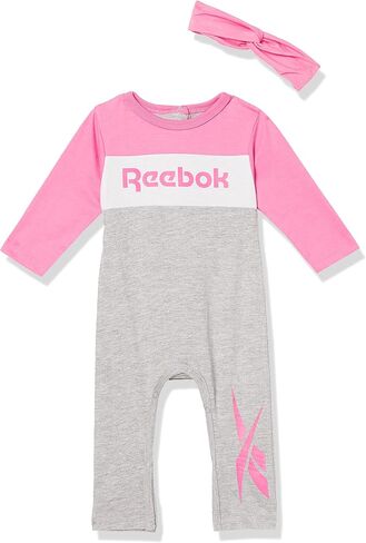 Reebok baby-girls One Piece Snap-on Sleep and Play Romper Pajamas With Accessory Baby and Toddler Layette Set (pack of 1) in Saudi Arabia