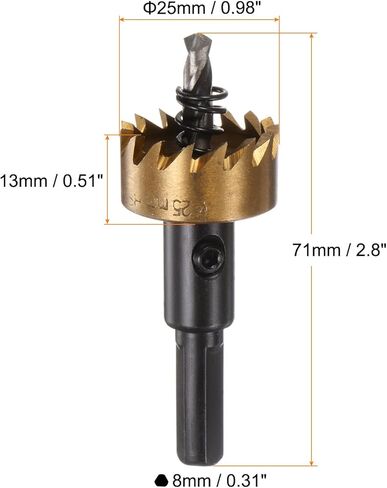 HARFINGTON 2 قطعة مناشير ثقب 12 مم (1/2 بوصة) M35 HSS (فولاذ عالي السرعة) قطع مثقاب مطلية بالتيتانيوم للفتحات من الفولاذ المقاوم للصدأ وسبائك الألومنيوم والخشب والبلاستيك in Kuwait