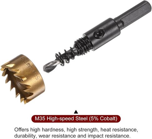 HARFINGTON 2 قطعة مناشير ثقب 12 مم (1/2 بوصة) M35 HSS (فولاذ عالي السرعة) قطع مثقاب مطلية بالتيتانيوم للفتحات من الفولاذ المقاوم للصدأ وسبائك الألومنيوم والخشب والبلاستيك in Kuwait