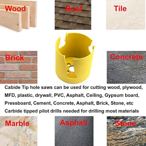 MaxTool 4PCs 4-3/8" TCT Hole Saw 111mm Carbide Tip Holesaw Arbored Cut Asphalt Brick Concrete Gypsum Limestone Plastic Tile Wood MDF; CT00Y57R424EA in Saudi Arabia