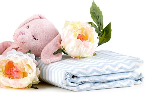 Abstract Jersey Cotton Knit Cradle Sheets - Ultra Soft Cradle Sheets Fitted 18" x 36" for Boys Girls Baby - Universal - Snug Fitted 6" Deep Pocket - Cotton - 18"x36" (Floral Blue) in Kuwait