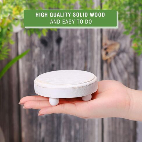 Blulu 2 Pieces Round Wooden Riser for Decor Vintage Plant Risers Mini Wood Risers Stackable Tiered Tray Decor Riser Stands Retro Food Display for Cake Party Food Collection Display in Saudi Arabia