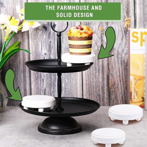 Blulu 2 Pieces Round Wooden Riser for Decor Vintage Plant Risers Mini Wood Risers Stackable Tiered Tray Decor Riser Stands Retro Food Display for Cake Party Food Collection Display in Saudi Arabia