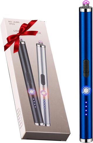 Electric Candle Lighter Rechargeable Plasma Flameless USB Lighter with Safety Lock Dual Arc LED Display for Grill Kitchen Camping (Red) in Saudi Arabia