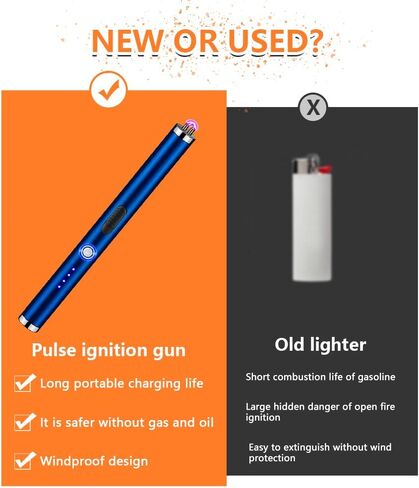 Electric Candle Lighter Rechargeable Plasma Flameless USB Lighter with Safety Lock Dual Arc LED Display for Grill Kitchen Camping (Red) in Saudi Arabia