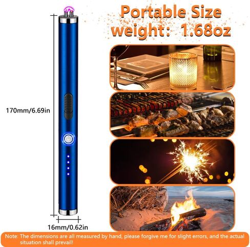 Electric Candle Lighter Rechargeable Plasma Flameless USB Lighter with Safety Lock Dual Arc LED Display for Grill Kitchen Camping (Red) in Saudi Arabia