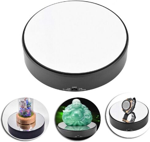 Motorized Turntable Display Rotating Display Stand Mirror Surface 360° Rotary Display Stand Adjustable Rotating Speed Turntable Jewelry Holder Display Jewelry Watch Digital Product Collectibles in Saudi Arabia