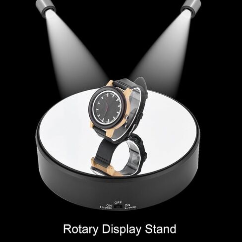 Motorized Turntable Display Rotating Display Stand Mirror Surface 360° Rotary Display Stand Adjustable Rotating Speed Turntable Jewelry Holder Display Jewelry Watch Digital Product Collectibles in Saudi Arabia