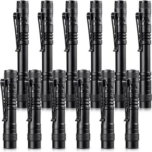 Honoson 12 Pieces Mini LED Pen Flashlight Bulk Small Pocket Flashlight 3.5 Inch, 5.24 Inch Aluminum Handheld Penlight with Clip for Inspection Camping Emergency Diary Lighting in Kuwait