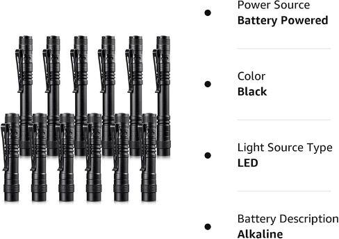 Honoson 12 Pieces Mini LED Pen Flashlight Bulk Small Pocket Flashlight 3.5 Inch, 5.24 Inch Aluminum Handheld Penlight with Clip for Inspection Camping Emergency Diary Lighting in Kuwait