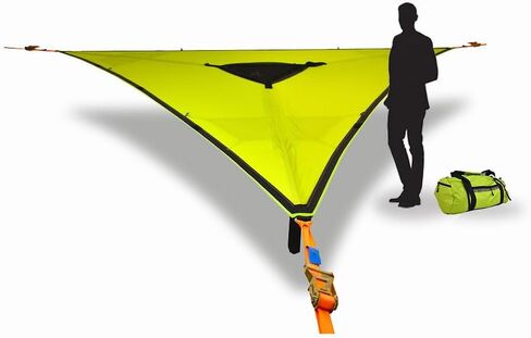أرجوحة عملاقة تريليوم من تينتسيل، شركة خيمة الشجرة الاصلية، سعة 3 الى 6 اشخاص، مضادة للدوران، فتحة مركزية، سقاطة واشرطة، مصممة في المملكة المتحدة (3 اشخاص، شبكة سوداء) in Kuwait