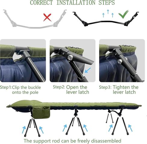 سرير تخييم من EULANT، سرير تخييم محمول في الهواء الطلق مع دعم، سرير هوائي للنوم في خيمة شديدة التحمل، سرير أكسفورد مزدوج الطبقة 840D مع حقيبة حمل مرتبة وسادة، 400 رطل in Kuwait