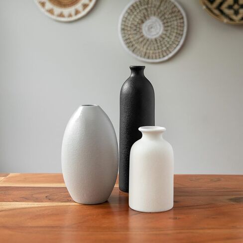 Crutello Minimalist White Ceramic U Style Vase - Set of 2 Modern Home Decor for Mantles, Bookshelves, Tables, Entryways in Saudi Arabia