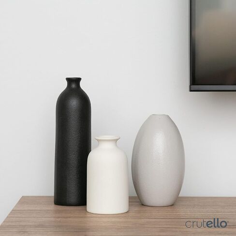 Crutello Minimalist White Ceramic U Style Vase - Set of 2 Modern Home Decor for Mantles, Bookshelves, Tables, Entryways in Saudi Arabia