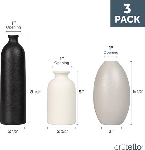 Crutello Minimalist White Ceramic U Style Vase - Set of 2 Modern Home Decor for Mantles, Bookshelves, Tables, Entryways in Saudi Arabia