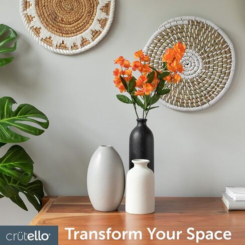 Crutello Minimalist White Ceramic U Style Vase - Set of 2 Modern Home Decor for Mantles, Bookshelves, Tables, Entryways in Saudi Arabia