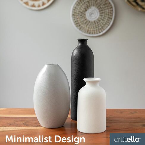 Crutello Minimalist White Ceramic U Style Vase - Set of 2 Modern Home Decor for Mantles, Bookshelves, Tables, Entryways in Saudi Arabia