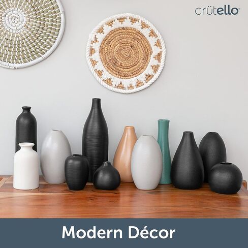 Crutello Minimalist White Ceramic U Style Vase - Set of 2 Modern Home Decor for Mantles, Bookshelves, Tables, Entryways in Saudi Arabia