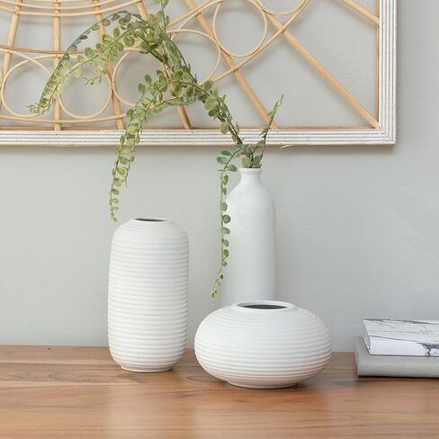 Crutello Minimalist White Ceramic U Style Vase - Set of 2 Modern Home Decor for Mantles, Bookshelves, Tables, Entryways in Saudi Arabia