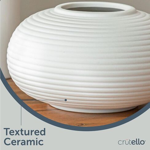 Crutello Minimalist White Ceramic U Style Vase - Set of 2 Modern Home Decor for Mantles, Bookshelves, Tables, Entryways in Saudi Arabia