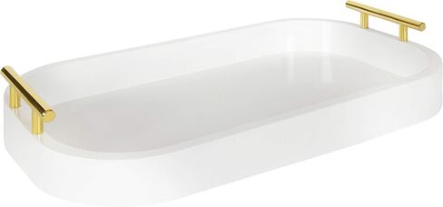 Kate and Laurel Lipton Mid-Century Radius Rectangle Wood Tray, 10" x 18", Navy Blue and Gold, Decorative Accent with Rounded Edges in Saudi Arabia