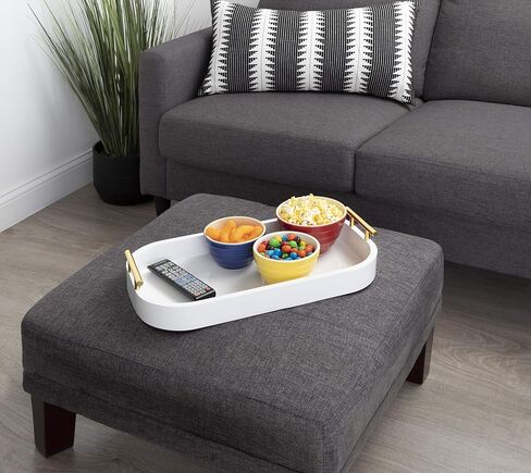 Kate and Laurel Lipton Mid-Century Radius Rectangle Wood Tray, 10" x 18", Navy Blue and Gold, Decorative Accent with Rounded Edges in Saudi Arabia