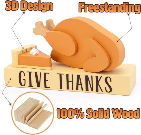 Fall Tiered Tray Decor Set Thanksgiving Decorations Turkey Decor Autumn Farmhouse Give Thanks Sign Wood Pumpkin Pie Corn Harvest Season Rustic Craft Home Table Coffee Bar Shelf Sitter 4PCS in Kuwait