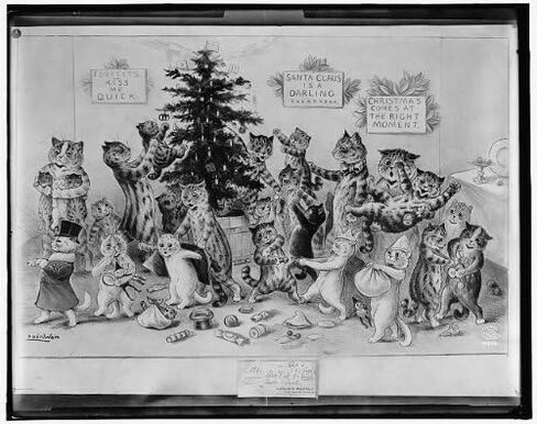 Infinite Photographs Photo: Cats decorating Christmas tree, animals, Louis Wain, Detroit Publishing Co, c1906 Size: 8x1 in Kuwait